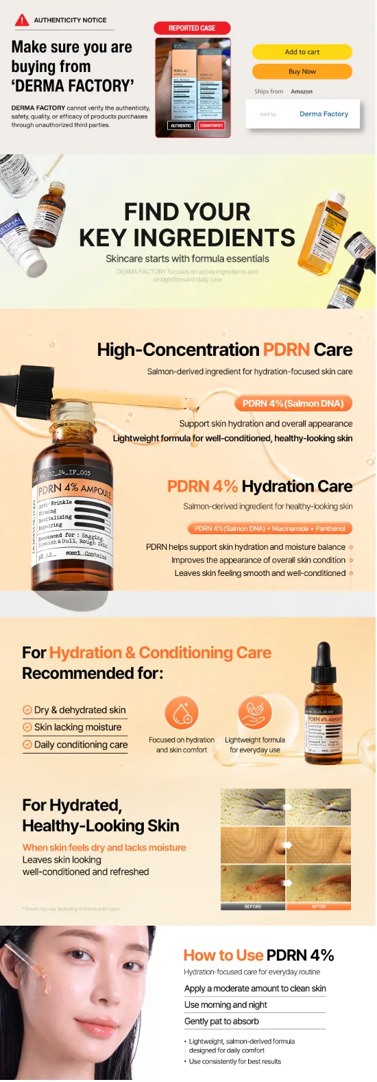 DERMA FACTORY PDRN 4% Ampoule 아마존 상세페이지